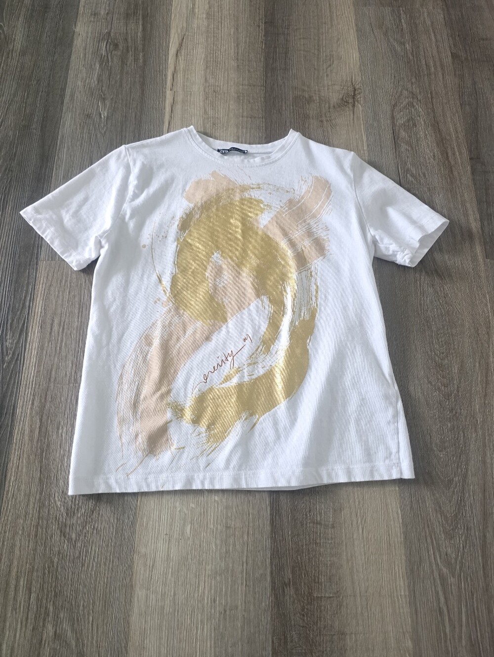 Zara Women's White/Cream T-shirt Size M